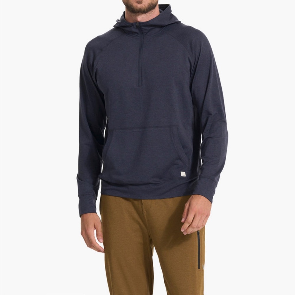 NWT Men’s Vuori “Ponto Performance 1/2 Zip Hoodie”. XL & in a “Midnight Heather” - Picture 2 of 13